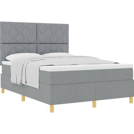 Maison Exclusive - Lit à ressorts avec tête de lit Gris clair 160 x 200 cm tissu (1/5)