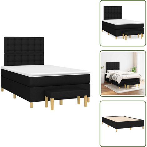 Letto con materasso a molle insacchettato - vidaXL Giroletto a Molle con Materasso Nero 120x190 cm in Tessuto - Letto con materasso morbido