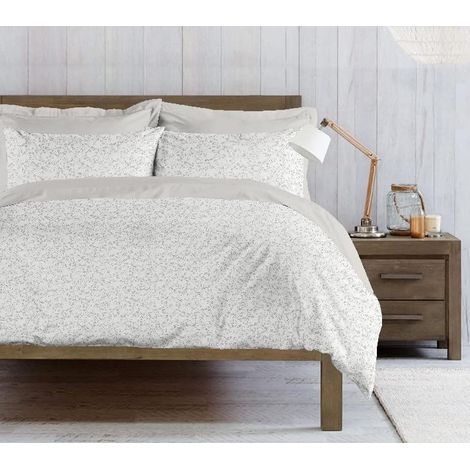 Ensemble d'enveloppes de Couette - Natura, Double - avec Housse de Couette, Taie d'oreiller - pour Le Lit - Blanc, Gris en Coton, 250 X 200cm (1/3)