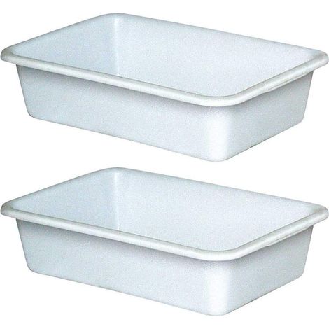 BRB Lot de 2 bacs en plastique - 40 l - 710 x 490 x 185 mm - Qualité alimentaire - blancs