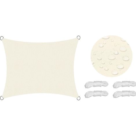 Voiles Ombrages Rectangulaire Imperméable Toiles D'ombrages UV Cordons 2x4m bache ombrage exterieur - blanc cassé (1/5)