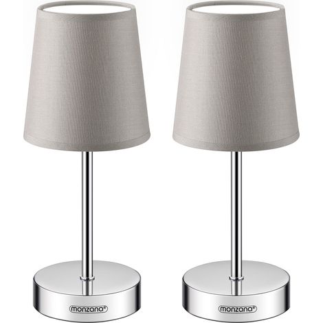 Monzana Bedside Lamp Chrome With Fabric Shade E14 15W Living Room Table Lamp Office Metal White Anthracite Taupe Taupe 2er Set (de) (1/5)