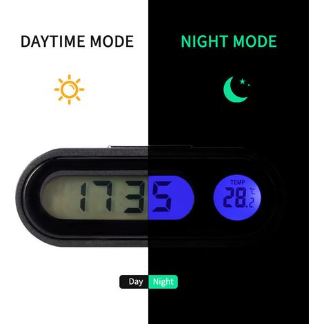 Thermomètre numérique de voiture 2 en 1, horloge, température, tableau de bord, rétro-éclairage LCD, accessoires (1/5)