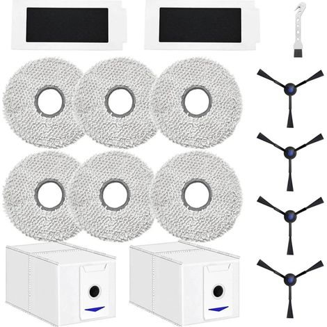 T/F Ersatzteil-Zubehör für T30 Pro Omni/T30 Omni Staubsaugerroboter-Zubehör inklusive 4 Seitenbürsten, 2 Filter, 2 Staubbeutel, 6 Wischpads (1/5)