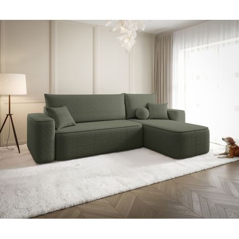 Ecksofa Schlafsofa Sofa AGEPO Stoff Quelle Moosgrün Ottomane Rechts (1/5)
