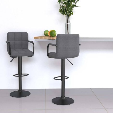 vidaXL Taburetes de cocina 2 unidades tela gris claro (1/5)
