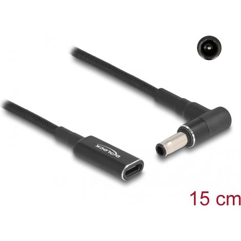 Delock Cable adaptador para cable de carga de ordenador portÃ¡til USB Type-Câ¢ hembra a Samsung 5,5 x 3,0 mm macho en Ã¡ngulo de 90Â° 15 cm