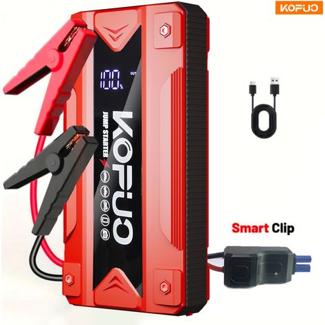Booster Batterie Voiture 3000A/5000A – LCD, Charge Rapide. Pour 9L Gas/8L Diesel. Modèle (Rouge) (1/5)