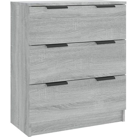 Lot de 3 Buffets Bas en Bois d'Ingénierie Finition Gris Sonoma – Meuble de Rangement Moderne pour Salon, Entrée ou Salle à Manger (1/5)