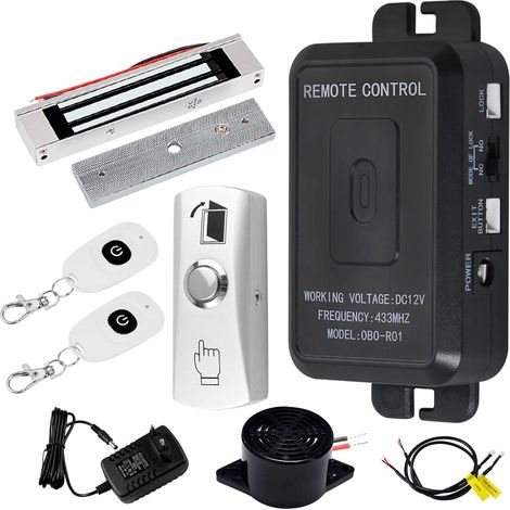 Kit Complet de Système de Contrôle d'accès sans Fil 433MHz Télécommande Ouvre Porte + 180KG/ 350lbs Serrure électromagnétique + 30 Mètres émetteur à Distance (1/5)