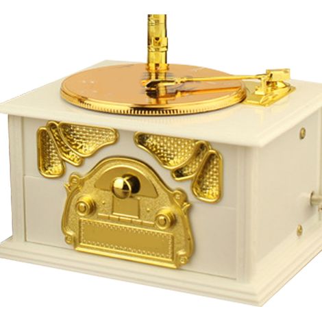 Antike Retro-Grammophon-Spieluhr, klassisch, Wohnaccessoire, originelles Geschenk, weiß (1/5)