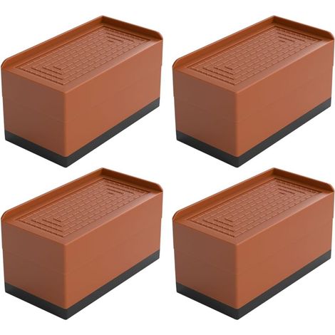 Lot de 4 Rehausseurs de meubles, Plastique robuste, Hauteur 7,5 cm, Support 500 kg, Pour lit, canapé, machine à laver (1/5)