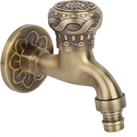 Robinet en laiton vieilli pour eau froide, G1/2, robinet mitigeur vintage pour lave-linge, idéal pour lavabo, jardin, salle de bain extérieure, maison et cuisine. (1/5)