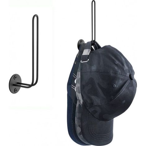 Porte-casquettes de baseball en métal en forme de L - Organisateur de chapeaux mural (1/5)