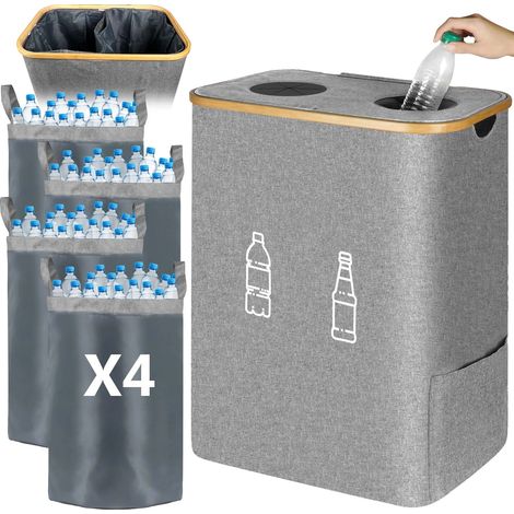 Recolector de depósitos de botellas, capacidad de 160 L, diseño plegable, gris claro. (1/2)