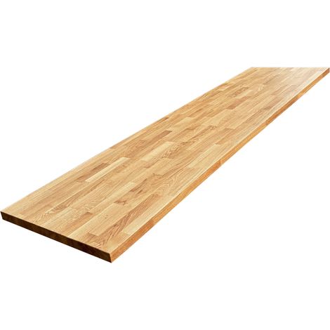 Plan de travail Chêne plaqué huilé, L.240 cm x l.63,5 cm, Ep.37 mm (1/5)
