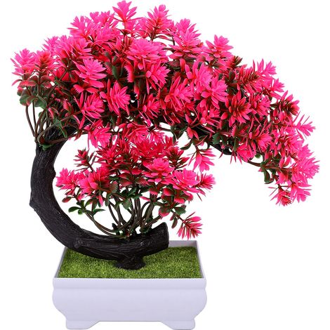Bonsaï artificiel avec pot, petite plante de bureau, entretien facile, décoration pour la maison, le bureau, une étagère, les fêtes et les événements (1/5)