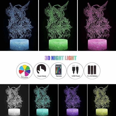 Veilleuse　Lampe illusion 3D pour World of Warcraft B Veilleuse 3D avec télécommande tactile 16 couleurs changeantes Cadeau d'anniversaire pour filles et garçons [Classe énergétique A+++]-RAPANDA (1/4)