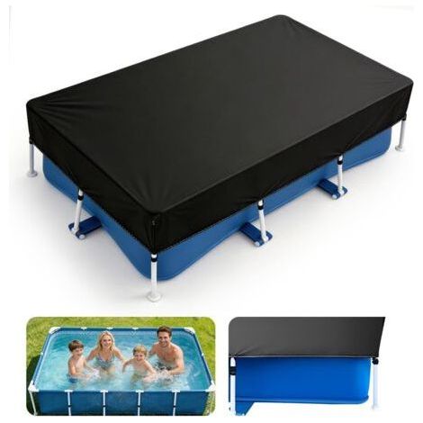 Rechteckige Poolabdeckung, 225 x 150 cm, Abdeckung für Aufstellpools, Sommer und Winter, wasserdichte Poolabdeckung, UV-beständig - (1/5)
