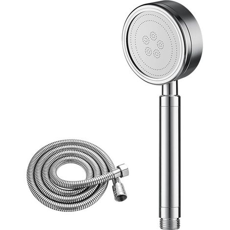 Cabezal de ducha de alta presión, fabricado en acero inoxidable 304, duradero, resistente a la corrosión y universal (cabezal de ducha de acero inoxidable 304 + manguera de 1,5 m). (1/5)