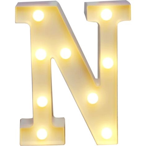 Lettere dell'alfabeto illuminate a LED, luce bianca calda, funzionano con 2 batterie AA, impermeabili IP54 (bianche)