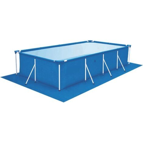 Bâche de piscine rectangulaire en polyester Bleu 445 x 254 cm Tapis pliable imperméable pour piscine gonflable