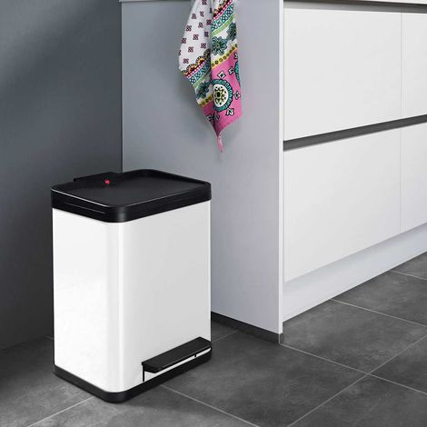 Hailo 6192300 Öko uno Plus M Cestino da 17 litri con Apertura a Pedale e Chiusura Silenziosa colore Bianco opaco (1/5)