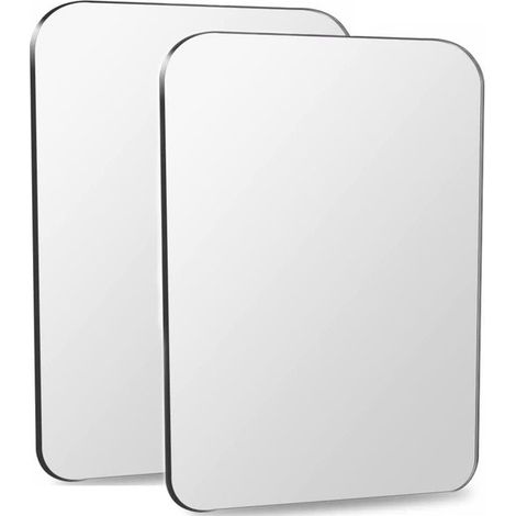Miroir 3D autocollant - Décoration élégante pour toutes les pièces - Application facile - Lot de 2 - 42 cm x 27 cm - Miroirs - Salle de bain (1/4)