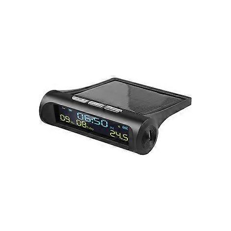 Digitale Solaruhr fürs Auto mit LCD-Anzeige für Uhrzeit, Datum, Temperatur und Innenraum – für den persönlichen Gebrauch im Freien.