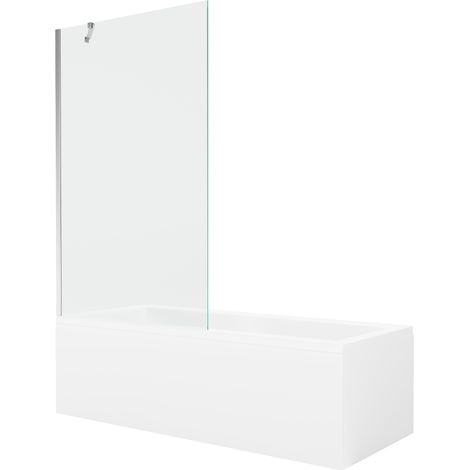 Mexen Cubik baignoire rectangulaire 170 x 70 cm avec habillage et paroi 1 porte, transparent, chromé - 550317070X9510000001 (1/5)