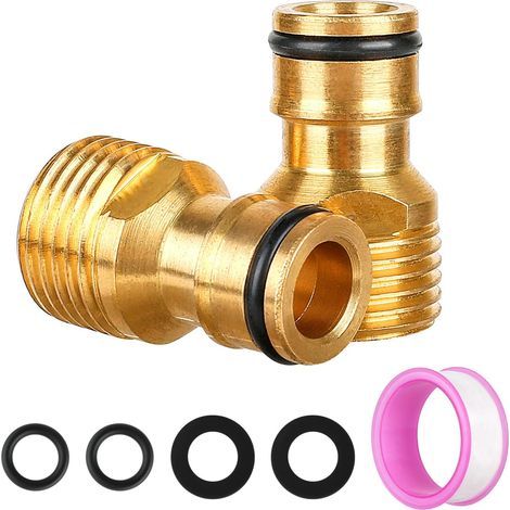 2 Pieces Brass Universal Tap Fittings, Water Hose Fitting, Water Hose Tap Adapter, 1/2 Inch Brass Male Thread Hose Nozzle for Kitchen Faucet, Garden