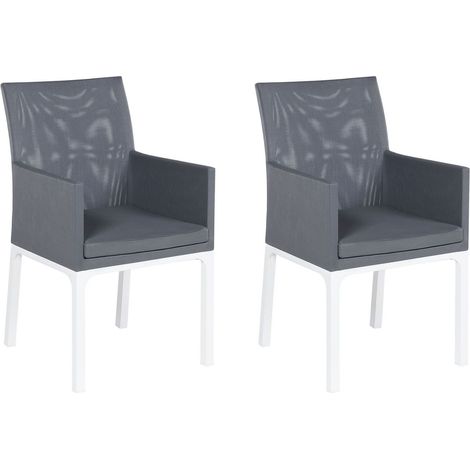 Set mit 2 Stühlen und Sitzkissen BACOLI Stoff Dunkelgrau