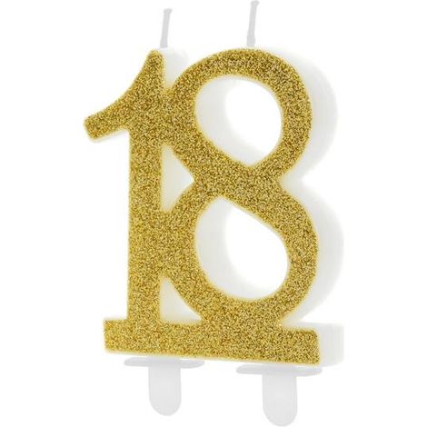 Candela di compleanno numero 18, oro, 7,5 cm