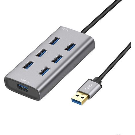 7-Port USB 3.0 Hub mit hoher Geschwindigkeit, Multi-USB-Port-Expander für Windows-PC (1/5)