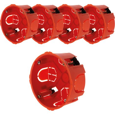 Lot de 5 boîtes placo pour appareillage vis & griffes - Ø85x40mm avec vis - Rouge - Zenitech