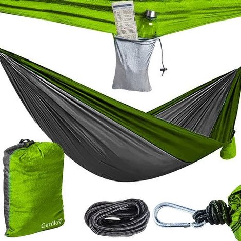 Filiyano-Hamac touristique pour 2 personnes, 150 kg, 260 x 140 cm, vert/gris (1/5)