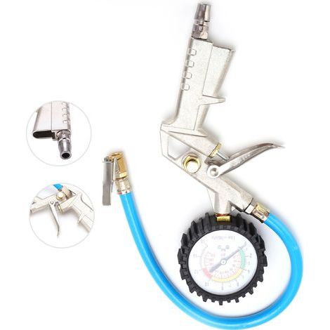 Bomba de aire universal con manómetro de 0 a 220 PSI / 16 Bar para coches, camiones y motocicletas. (1/5)