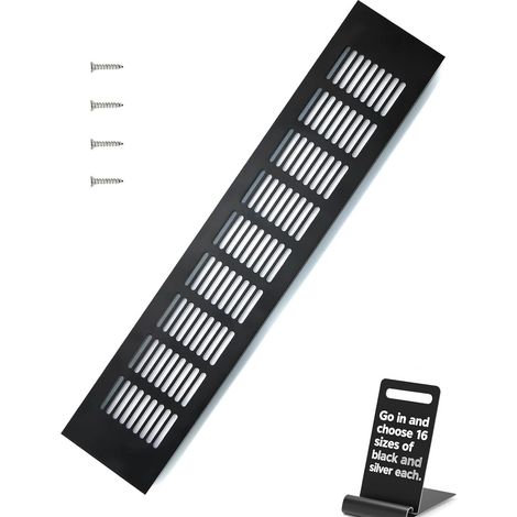 Grille D’aération en Aluminium à Encastrer, Grille de Ventilation 400 mm Angulaire pour la Ventilation des Placards et des Chambres (Noir) (1/5)