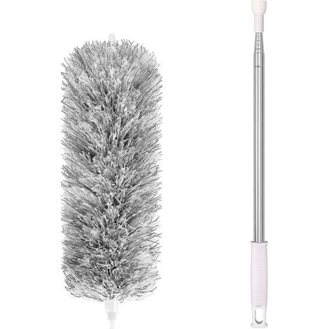 Plumeau rétractable - Plumeau rétractable en microfibre - Plumeau de 140 cm - Lavable - PP - Gris (1/5)