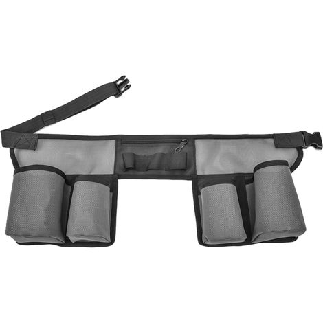 Ceinture porte-outils vitres - 1 pièce - Nylon et maille - Poches multiples et fentes dédiées - Nettoyeurs pro et bricoleurs - Gris 90x25 cm (1/5)