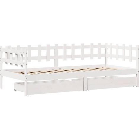 Sofá cama con cajones madera maciza de pino blanca 80x200 cm vidaXL (1/4)