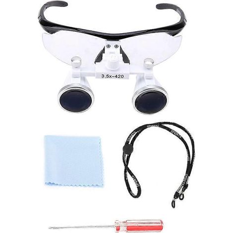 Medizinische Lupe mit 3,5-facher Vergrößerung, Kopfband, Binokularlupe 320–420 mm, Zahnarztlupe 60/80 mm