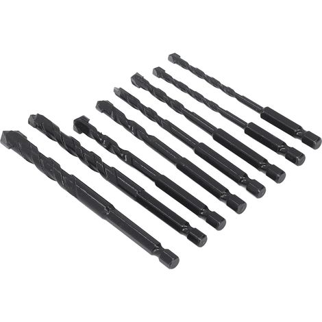 Set mit 8 Hartmetall-Steinbohrern, 6,35 mm Sechskantschaft, schwarz, für Fliesen und Beton (1/5)
