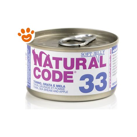 Natural Code 33 Cat Adult al Tonno e Orata e Mela in Jelly - Natural Code 33 Cat Adult al Tonno e Orata e Mela in Jelly - Lattina Da 85 Gr
