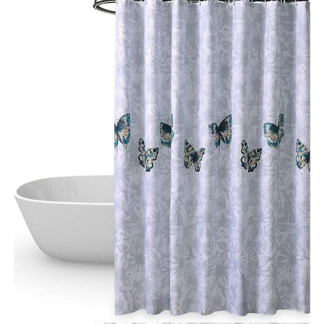 Rideau de douche 240 x 200 cm, rideau de salle de bain avec crochets, anti-moisissure, 12 crochets offerts, imprimé numériquement avec motif (1/5)