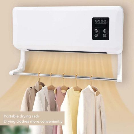 Termoventilatore a parete - 1000W / 2000W con oscillazione, timer e telecomando, colore bianco (1/3)