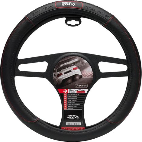 Couvre Volant Noir surpiqure Rouge Grip Race Sport