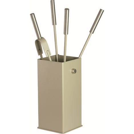 Serviteur de cheminée avec 4 accessoires Galvik Edilinox - Coloris Beige