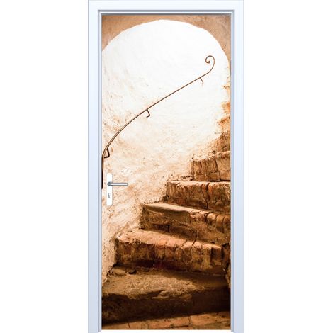 Adhesivo de tela para puerta, escalera de caracol antigua, 734PD