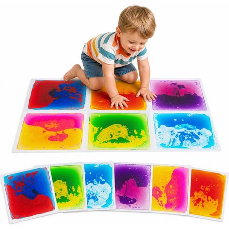 COSTWAY Set di 6 Piastrelle Sensoriali Liquidi in PVC, 30 x 30 cm (1/5)